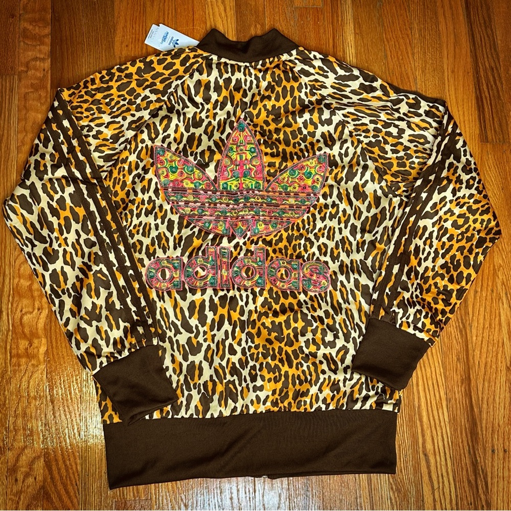 Jeremy Scott X Adidas Track Jacket leopard print.